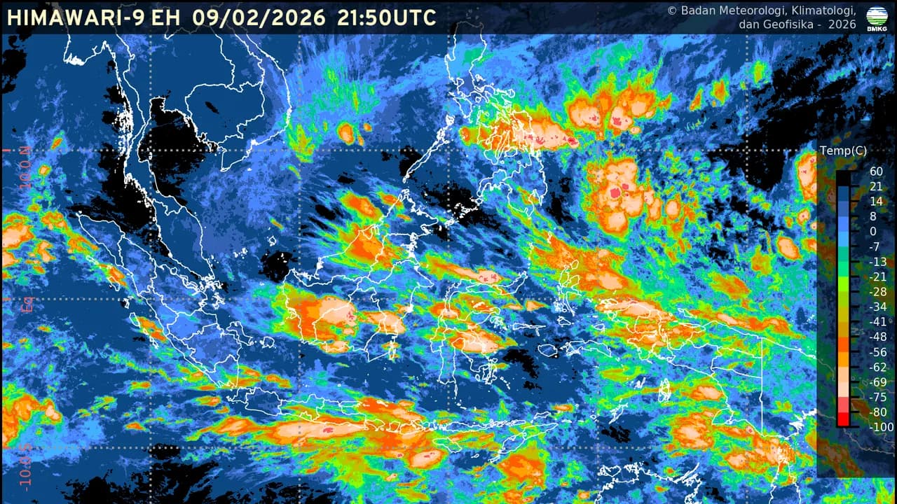 Cuaca Hari Ini Selasa 10 Februari 2026: Hujan Petir Berpotensi Melanda Sejumlah Kota di Tanah Air